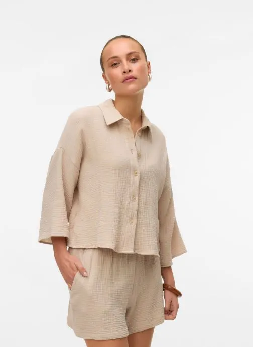 Hemden Vmnatali Crop Shirt Wvn Noos dames grijs