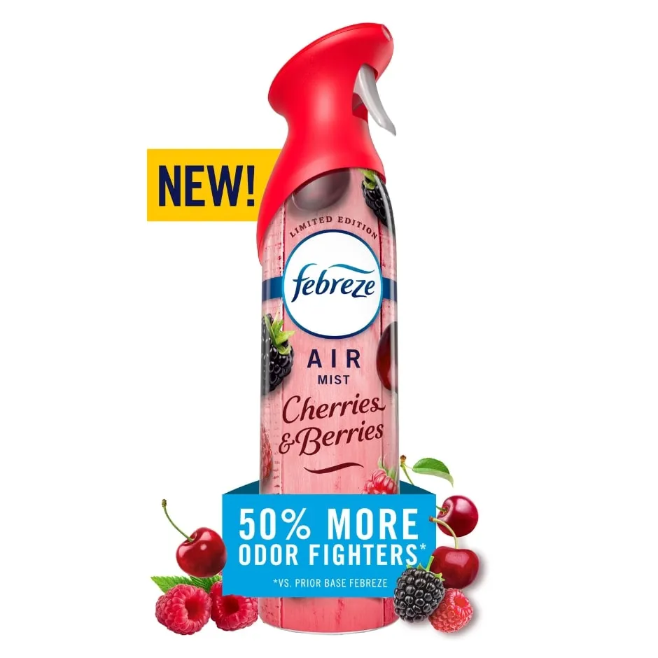 Febreze Air Mist, Air Freshener Spray, Odor Fighting Room Spray, Cherries & Berries Scent, 8.1oz