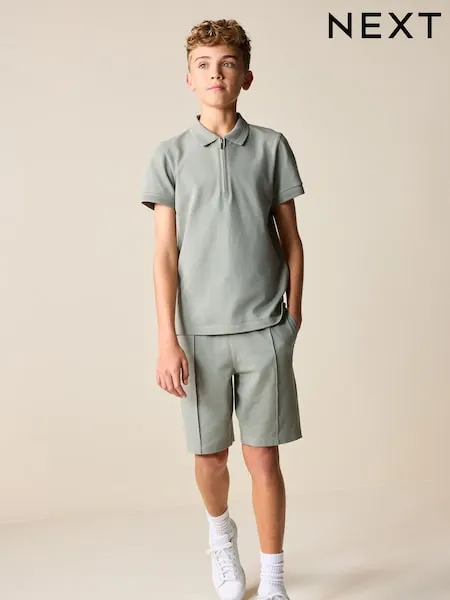 Light Blue Short Sleeve Polo Shirt and Shorts Set (3-16yrs)