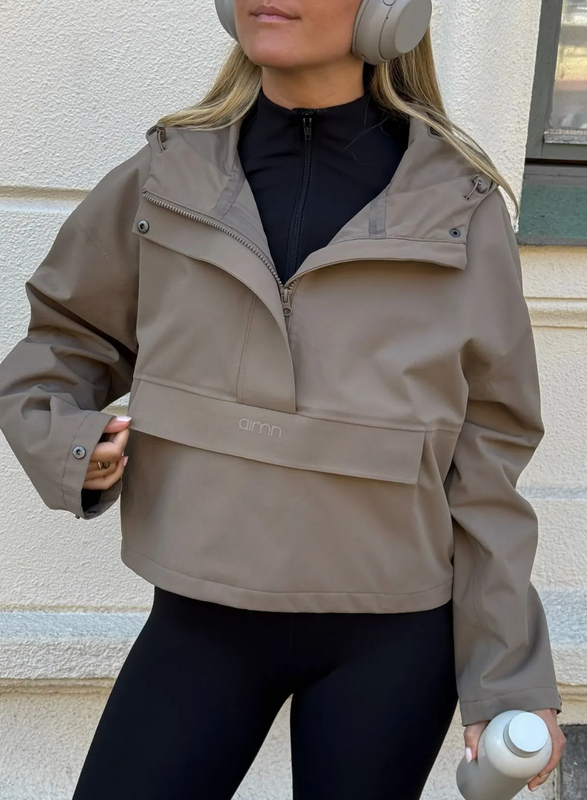Nougat Cropped Waterproof Anorak