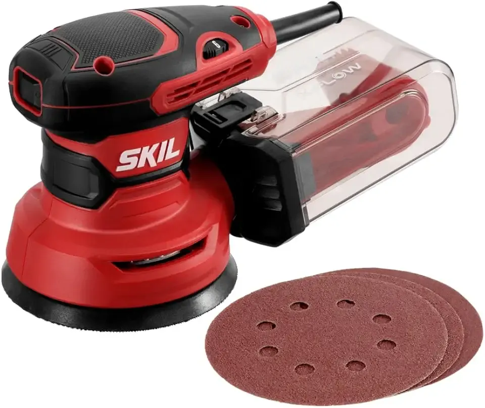 5” Random Orbital Sander with Cyclonic Dust Box & 3pc Sanding Sheet - SR211601, Multicolor