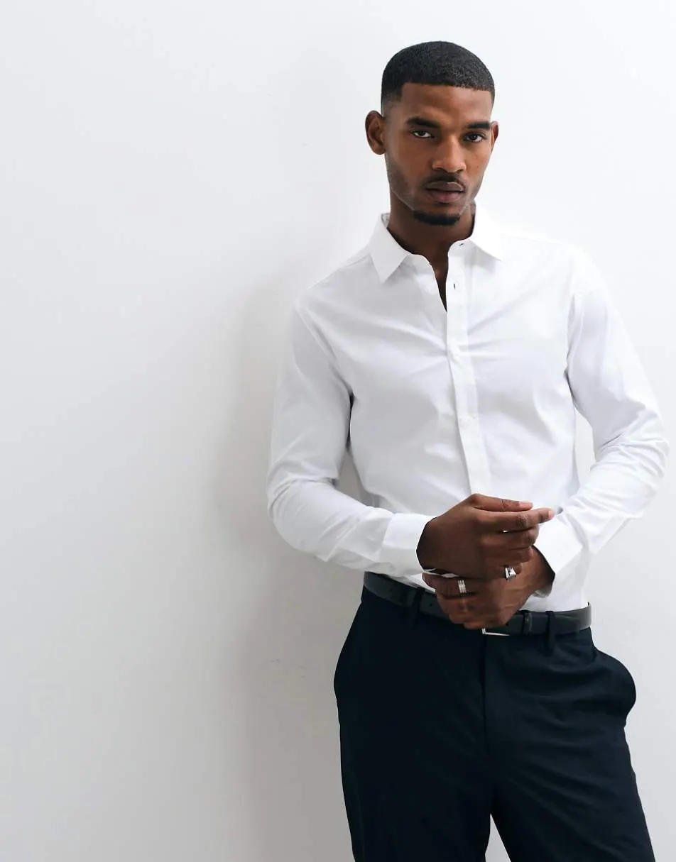 ASOS DESIGN royal oxford slim shirt in white