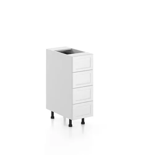 Manchester 12 in. W x 35 H x 24 D Ready to Assemble Kitchen 4-Drawer Base Cabinet, White
