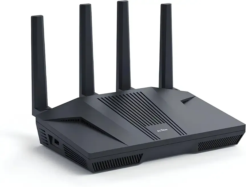 GL.iNet GL-MT6000 (Flint 2) WiFi 6 High Speed Gaming Routers for Wireless Internet, 2 x 2.5G Ethernet Ports for Fiber Optic Modem, Long Range Computer VPN WiFi Router, Home & Business