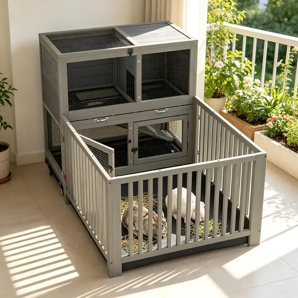 COZIWOW Wooden Rabbit Playpen Enclosure
