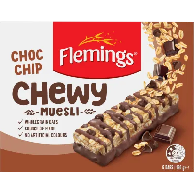 Flemings Snacker/Chewy Muesli Bars 162g/180g 6 Pack