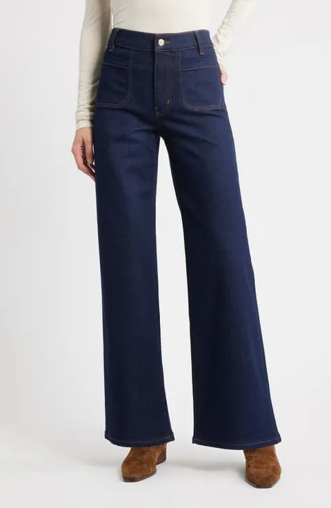 Le Slim Palazzo Patch Pocket High Waist Wide Leg Jeans