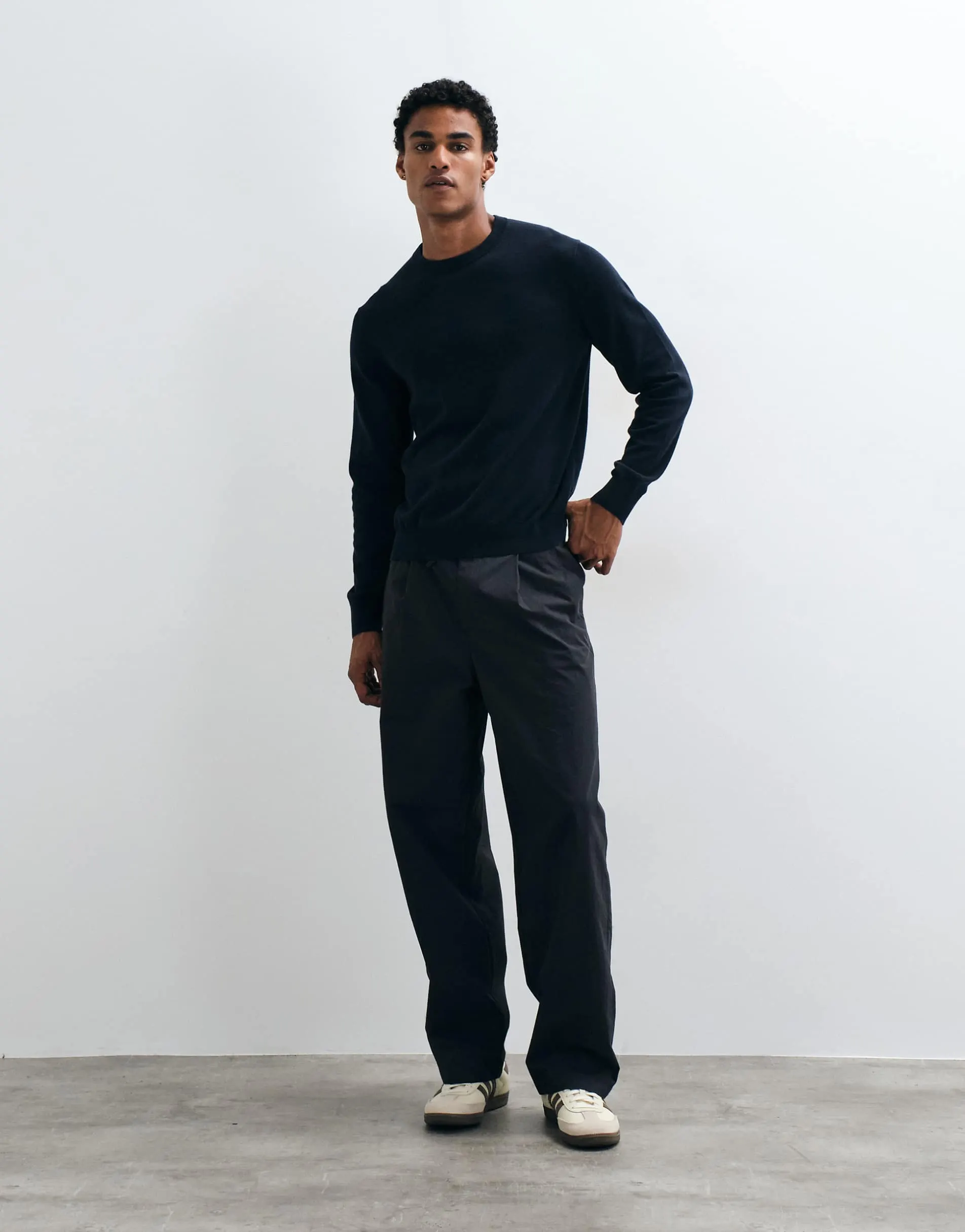 ARKET pure cotton lightweight jumper in navy
