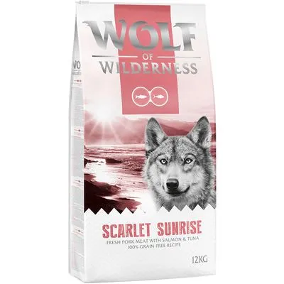 Lot Wolf of Wilderness 2 x 12 kg pour chien Scarlet Sunrise saumon, thon