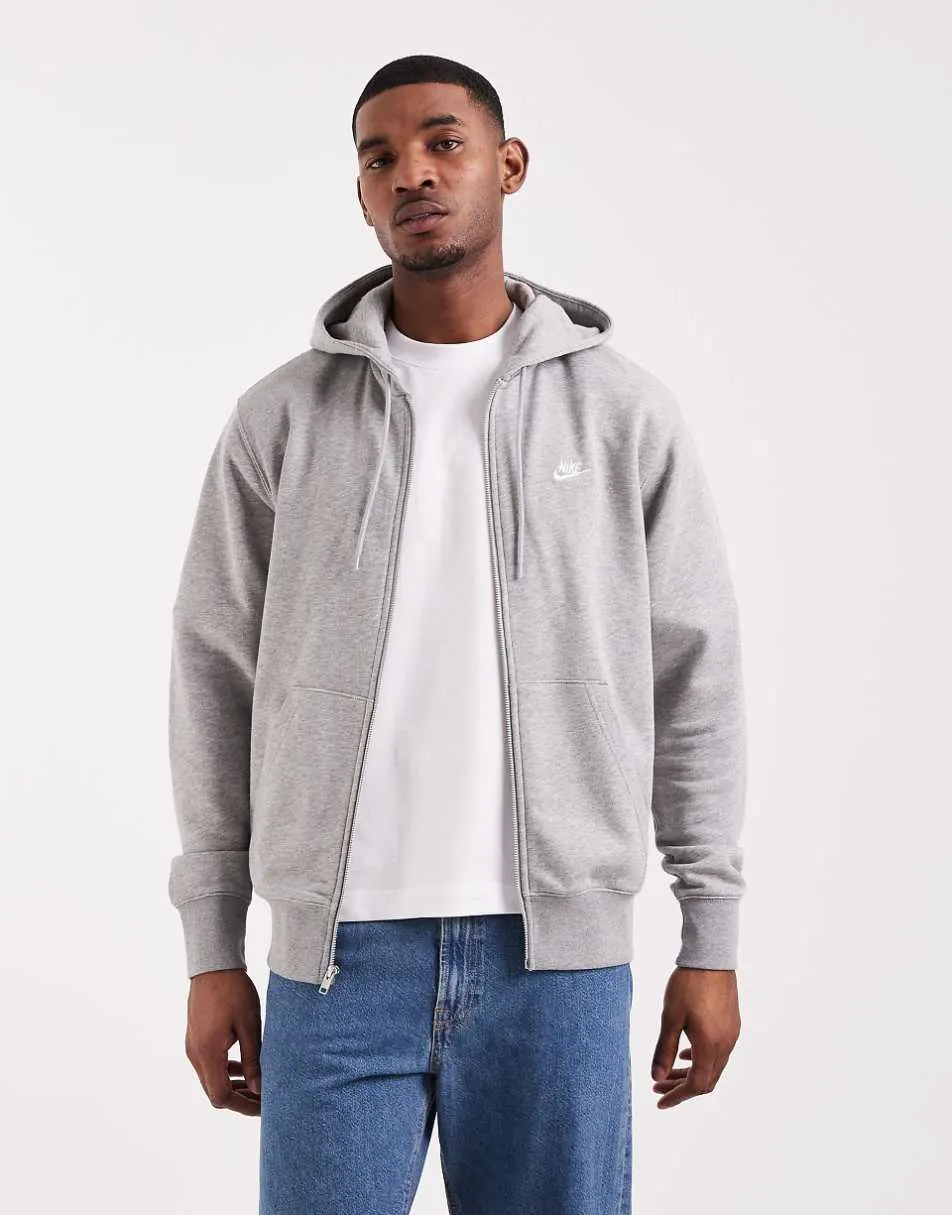 Nike Club French Terry full zip hoodie in grey