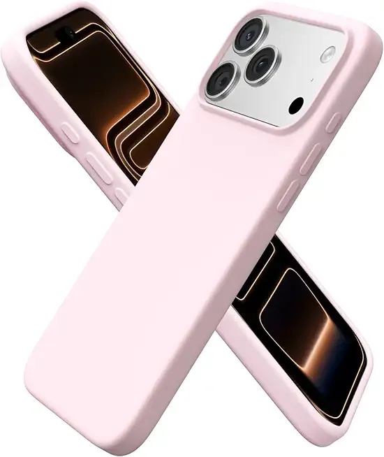 ORNARTO Compatible with iPhone 17 Pro Max Case 6.9", Slim Liquid Silicone 3 Layers Soft Gel Rubber Shockproof Protective Cover with Anti-Scratch Microfiber Lining-Chalk Pink