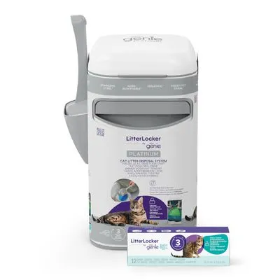 LitterLocker by Litter Genie® Platinum Seau à litière pour chat LitterLocker® Platinum, blanc (une cassette incluse)