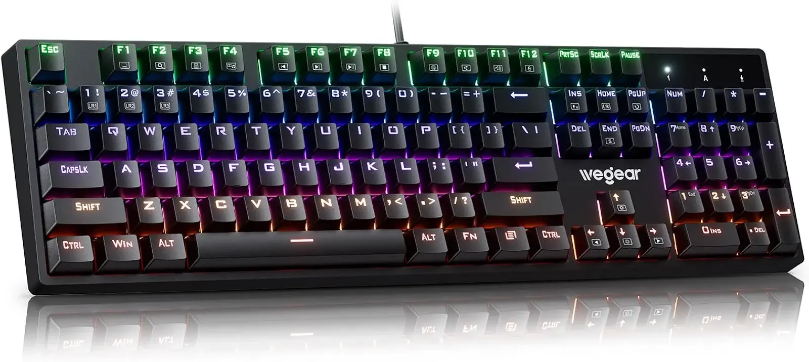 Mechanical Gaming Keyboard with Blue Switch, 104-Key Full Size RGB Backlit Wired Keyboard(11 Modes, Anti-Ghosting, Double-Shot ABS Keycaps, Lighted Computer Key-Board for PC Windows-Black