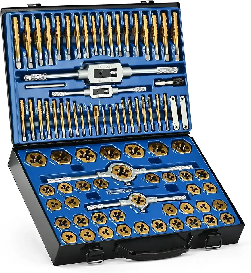 Orion Motor Tech 86pc Tap and Die Set, SAE & Metric Tap Set and Die Tool Set for Internal and External Threading, Coarse and Fine Threading Rethreading Tool Kit with Carrying Case