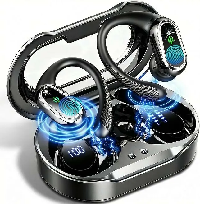 Wireless Earbuds, 2026 Bluetooth 5.4 Headphones Sport, 60Hrs HiFi Stereo Deep Bass Over-Ear buds with ENC Noise Cancelling Mic, IP7 Waterproof & LED Display Earphones with Earhooks for Workout/Running