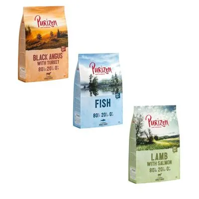 Lot mixte Purizon Adult sans céréales 3 x 1 kg pour chien