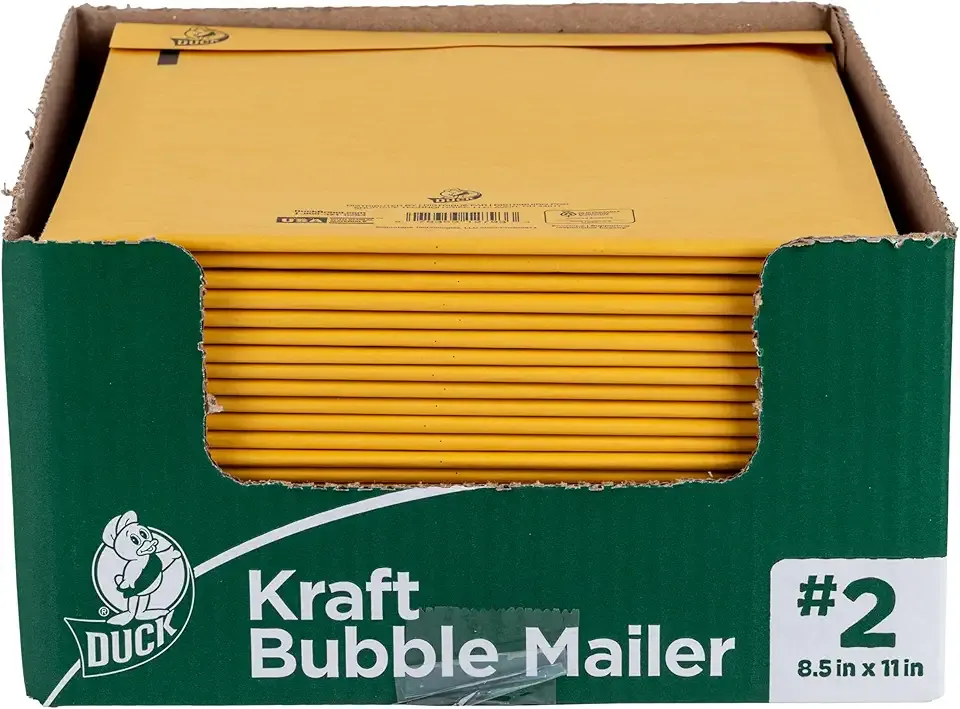 Duck Brand #2 Kraft Bubble Mailer, Manila, 8.5 inch x 11 inch, 25 Pack
