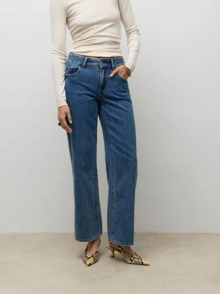 AWRENA Middels høyt snitt Wide Leg Fit Jeans