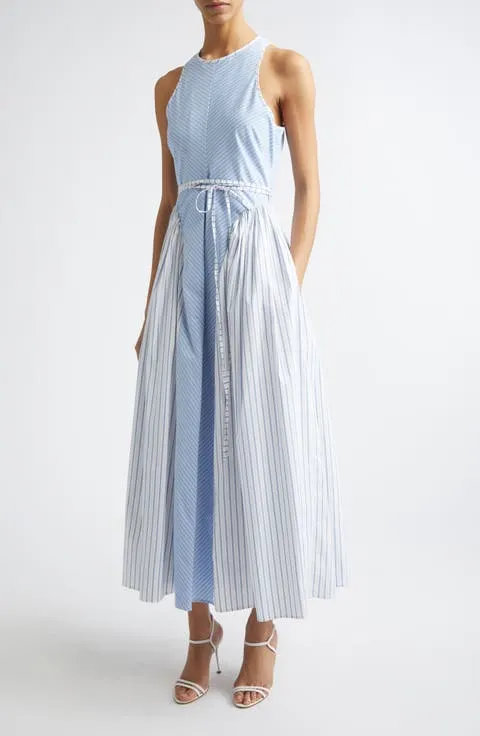 Emin Mixed Stripe Sleeveless Cotton Blend Maxi Dress