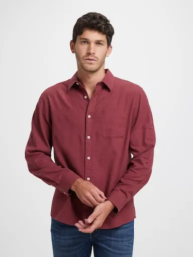 Just Jeans Long Sleeve Linen Blend Shirt