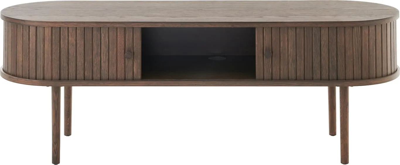 130x40 H 45 cm, brun, lakkert eikefiner