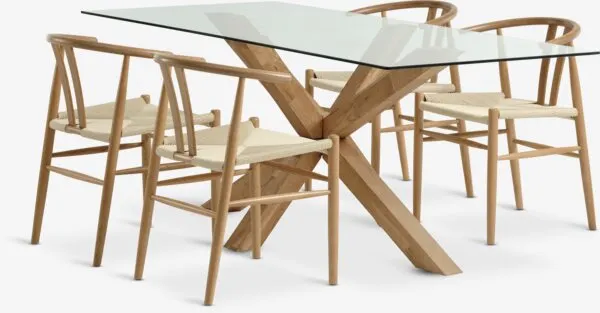 AGERBY + GUDERUP AGERBY L190 tafel n.eiken + 4 GUDERUP stoelen eiken/naturel