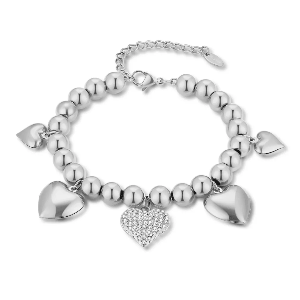 Armband in edelstaal, hartjes