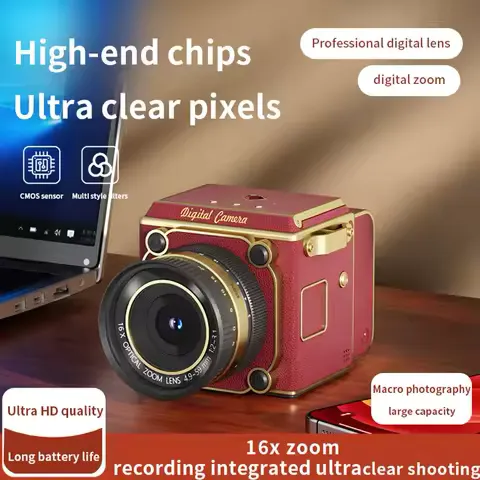 Retro Portable CCD 16X Digital Zoom Student-Friendly Simulation Double-Reflex Digital Camera For Beginner Photography