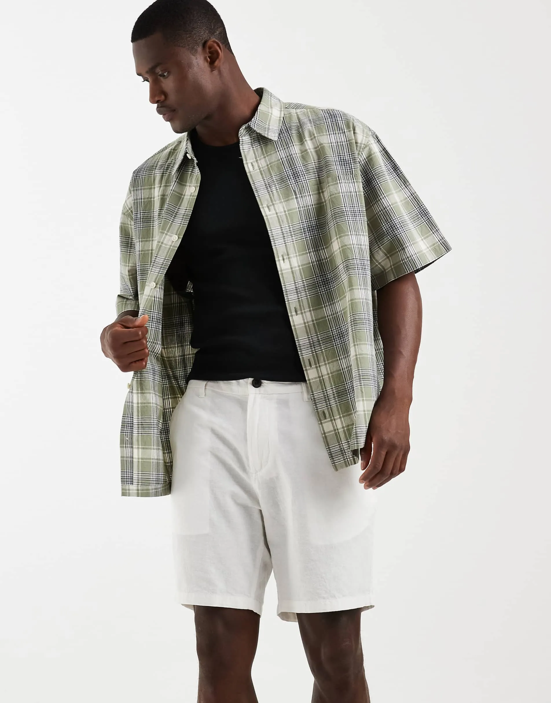 Jack & Jones linen mix chino short in white