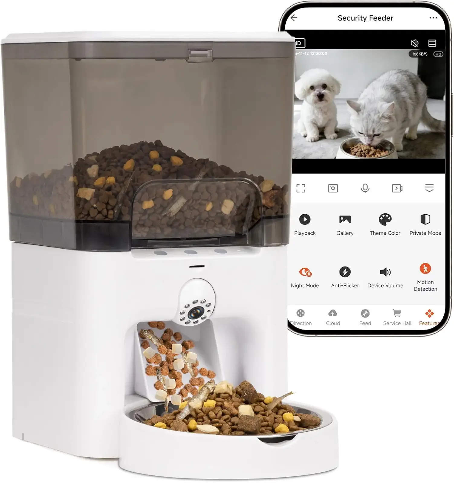 Automatic Cat Feeder with Camera, 6L Cat Food Dispenser, Scheduled Auto Pet Feeder, Smart App Remote Monitoring with Night Vision, 5G/2.4G WiFi, Low Food Alerts,2-Way Audio