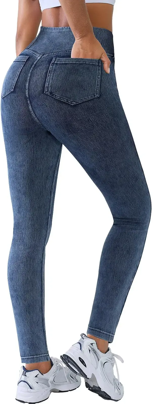 BRXL Skinny Jeans for Women Stretchy High Waisted Soft Crossover Jeggings Cute Cotton Denim Leggings with Pockets