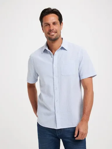 Just Jeans Short Sleeve Seersucker Stripe