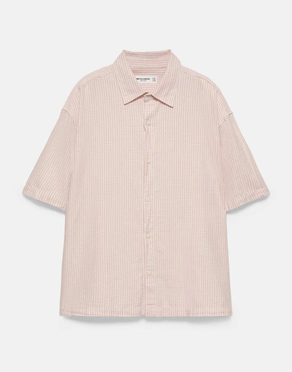 Pull&Bear Short sleeve check shirt in pink