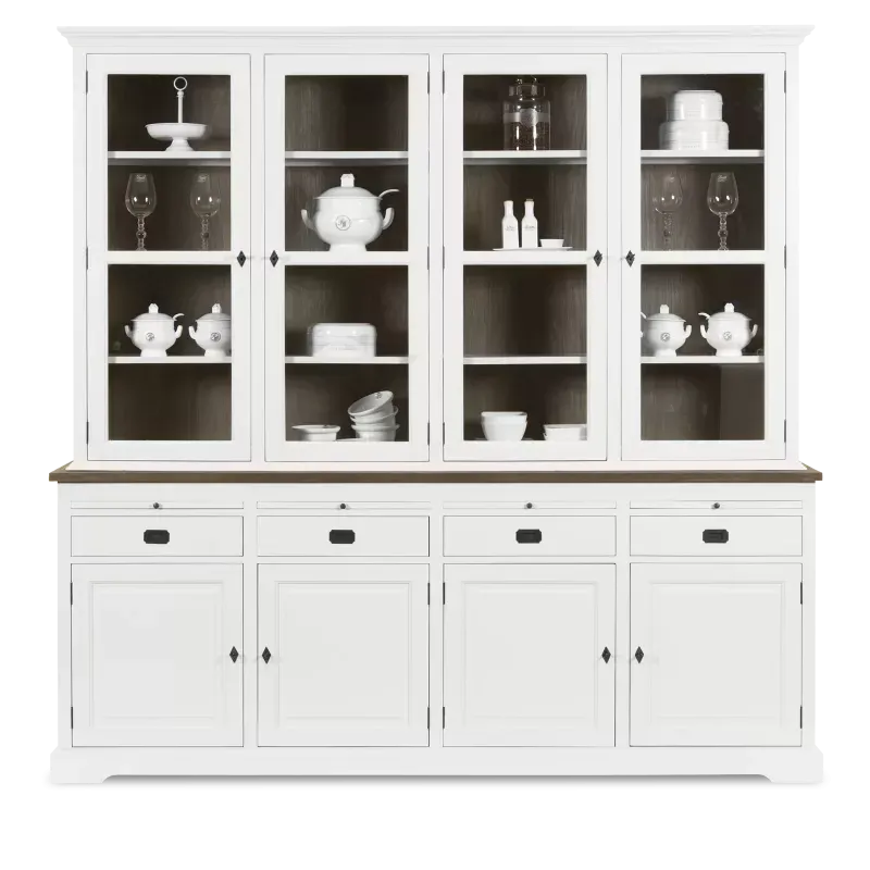 Vitrinekast (4 deuren) Lakewood - Clear/Mindi Donkerbruin