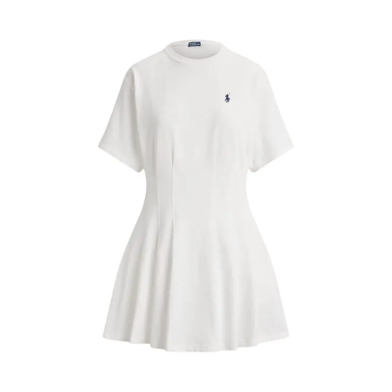 Shaped Cotton Jersey T-Shirt Dress - Hvit