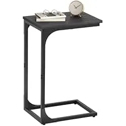 VASAGLE C-Shaped End Table, Small Side Table for Couch, Sofa Table with Metal Frame for Living Room, Bedroom, Bedside, Misty Gray and Black
