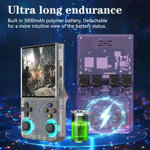 R36 Ultra 2025 Open Source R36S Video Game Console Linux System 4.0 Inch IPS Screen Portable Pocket Video Player 64G Best Games