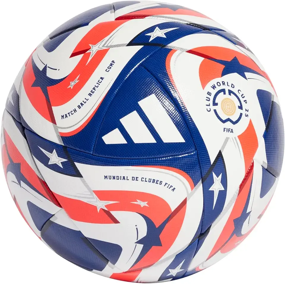 FIFA Club World Cup Competition Ball - Thermally Bonded Seamless Construction, FIFA Quality Pro Certified, Bold Design Inspired by Flags and Stars (White/POBLUE/DKBLUE/Lucre, 5)
