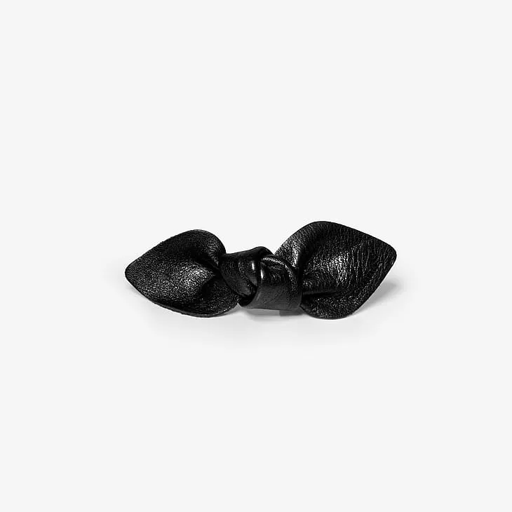 Leather Bow Small On Hair Clip