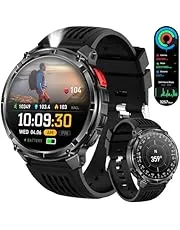 Mens Smart Watch for Android Phones and iPhone,Military Sport Smart Watches for Men Fitness Tracker Watch with Flashlight/Compass/Waterproof/100 Days Battery/Heart Rate/Sleep/100+ Sport Modes