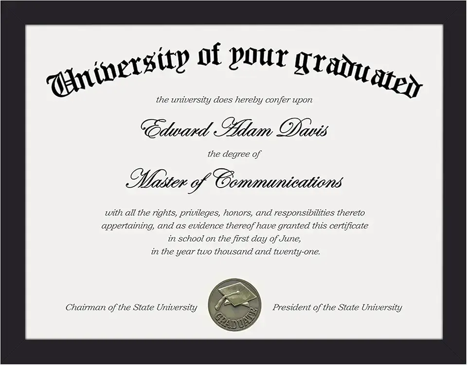 upsimples Certificate Frame with Clear Plexiglass, 8.5 by 11 Picture Diploma Document Degree Frames for Wall and Tabletop, Black, 1 Pack