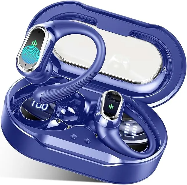 Wireless Earbuds, 2026 New Bluetooth 5.4 Headphones Sport, 60H+ HiFi Stereo | Deep Bass Over-Ear buds, ENC Noise Cancelling Mic, IP7 Waterproof & LED Display Earphones, Earhooks, for Workout, Running