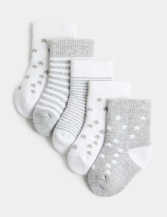5 Pack Cotton Rich Star Terry Socks