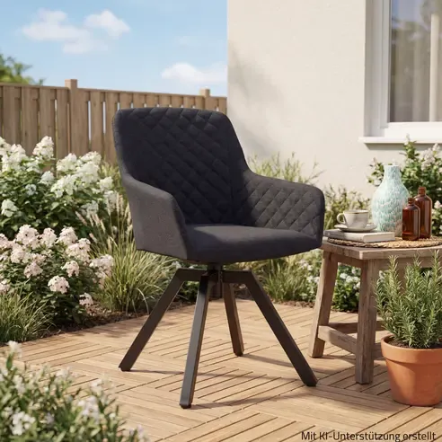 Garten-Drehstuhl - anthrazit - Aluminium-Gestell - wasserabweisend