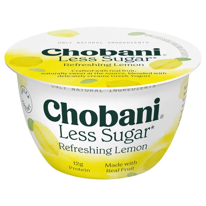 Chobani Yogurt, Greek, Less Sugar, Reduced Fat, Refreshing Lemon