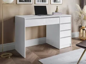 Escritorio con 5 cajones - Blanco brillante - JENEMI