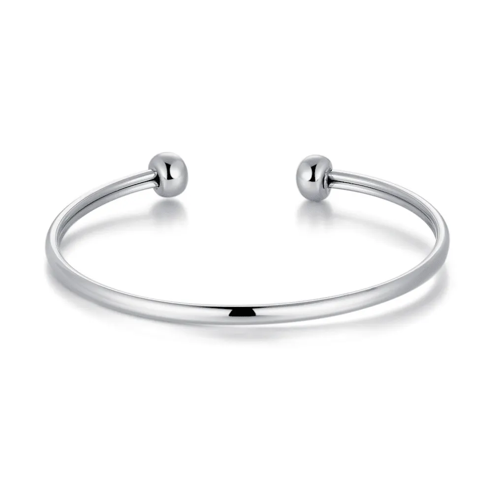 Armband in edelstaal, open model met bolletjes