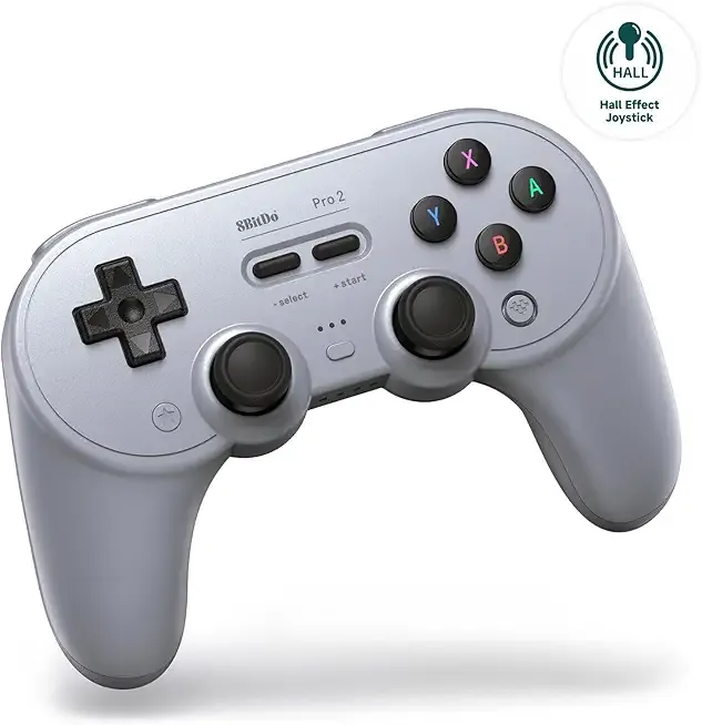 8Bitdo Pro 2 Bluetooth Controller for Switch/Switch 2, Hall Effect Joysticks, 2 Pro Back Paddle Buttons, Wireless Gaming Controller for Switch, PC, Android, and Steam Deck & Apple (Gray Edition)