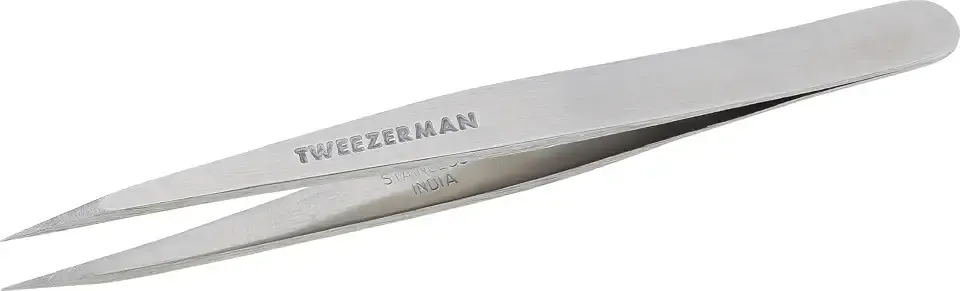 Tweezerman Steel Point Tweezer, Silver, 2 x 6 inches, Modern, Professional Quality for Eyebrow Precision, Facial and Ingrown Hair Removal