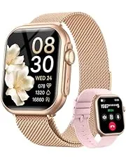 Smart Watch for Women for iPhone Android:1.85" Smartwatch Fitness Tracker | Make/Answer Call Sleep Heart Rate SpO2 Blood Pressure Monitor IP68 Waterproof 120+Sport Mode 1000mAh Battery 2Bands